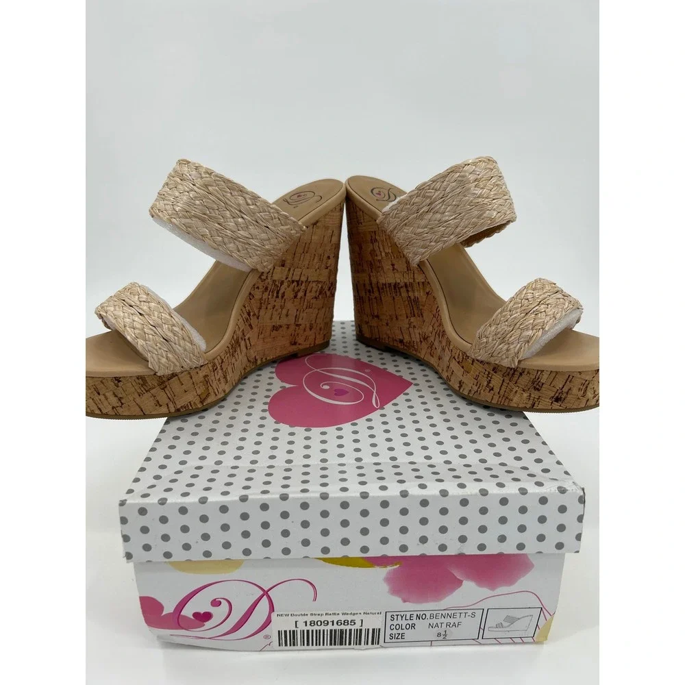 Delicious Bennett-S Womens Raffia Cork Wedge‎ Sandals Natural Tan Platform 8.5